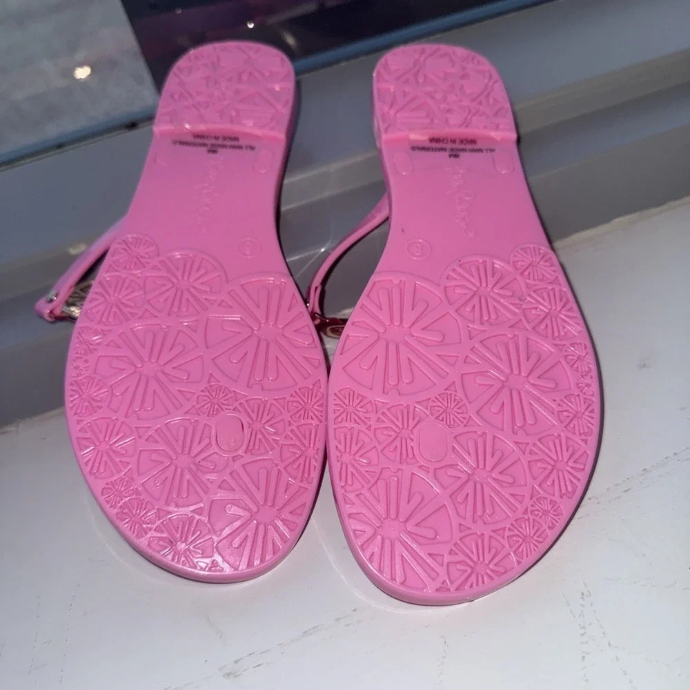 NEW Lilly Pulitzer HOLLIE Jelly Sandals HAVANA  Hot Pink 8M - Picture 3 of 3